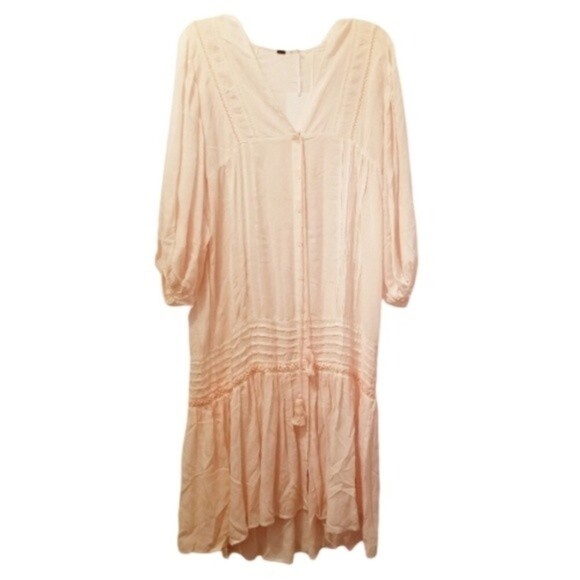 Young Fabulous & Broke 'Joplin' Boho Balloon Sleeve V-Neck Midi Dress Small NWT - Picture 2 of 13